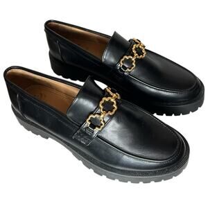 Sam & Libby Remi lug sole black vegan leather oxford slip on loafers new. Sz 11